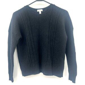 Garnet Hill 100% Cashmere Black Cable Knit Sweater Women's XS